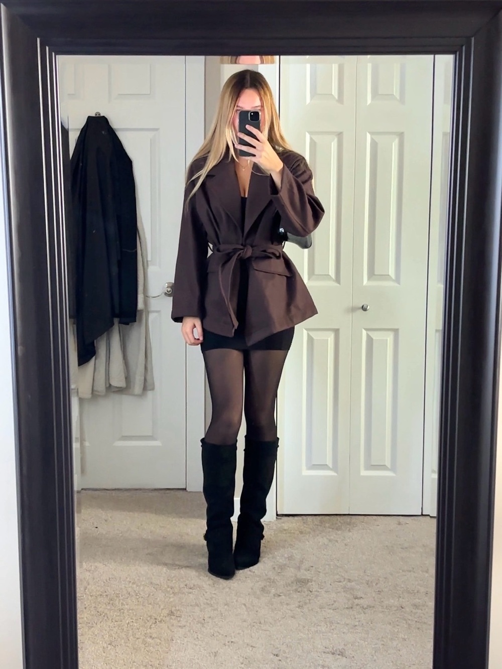 Zara Brown Wrap Belted Fall Jacket